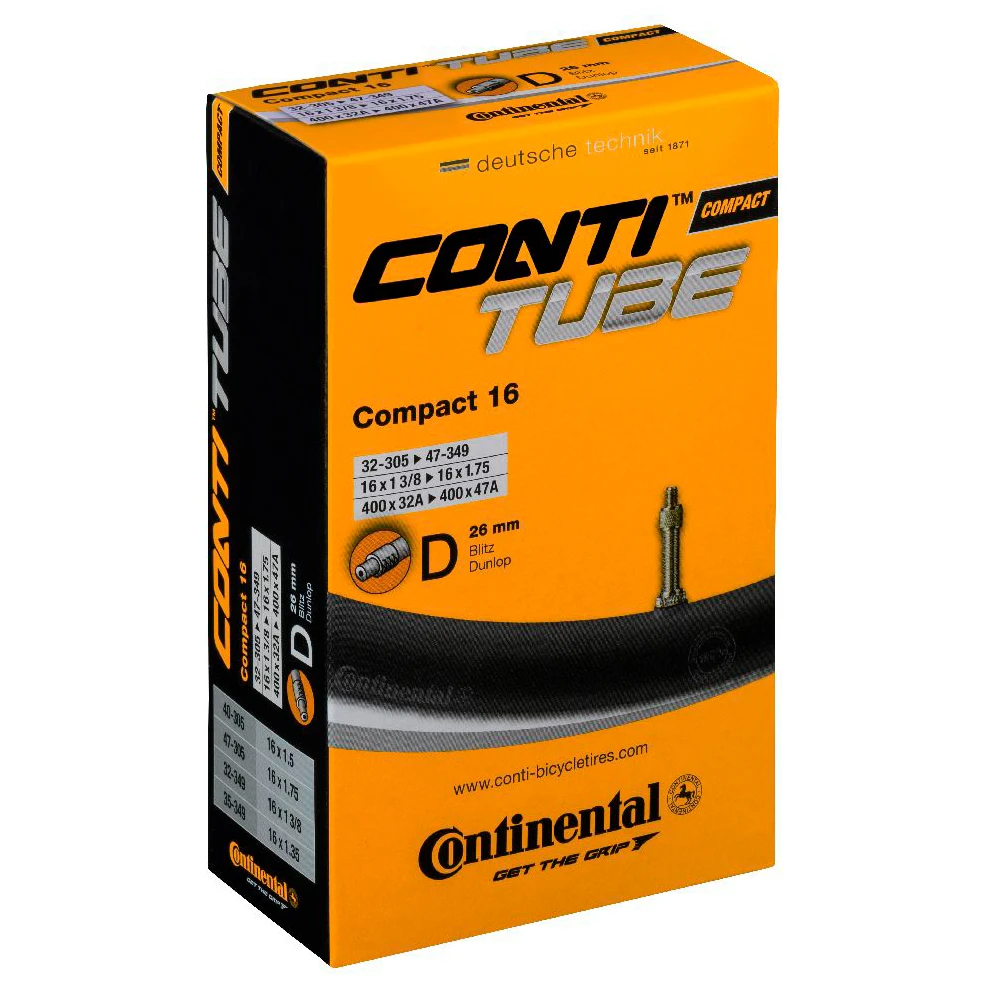 Continental Compact Tube 16'' (32-305 - 47-349) - Chambre à Air Pour Vélo 3 Continental Compact Tube 16'' (32-305 - 47-349) - Chambre à Air Pour Vélo